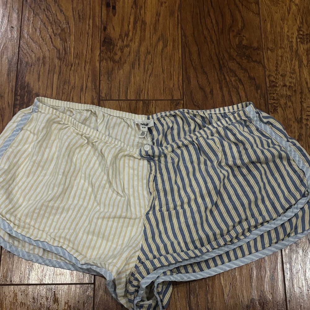 Aerie Blue and Cream Striped Athletic Shorts